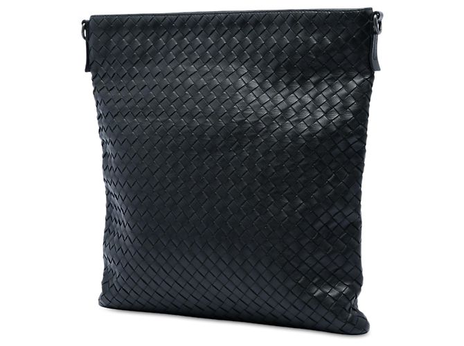 Borsa a tracolla piatta Bottega Veneta in nappa Intrecciato nera Nero - vista 2