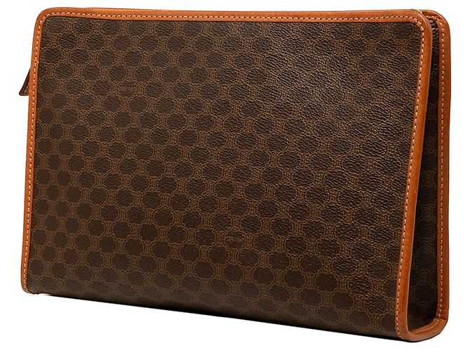 Céline Clutch Celine Brown Macadam Coated Canvas Marrom - vista 2