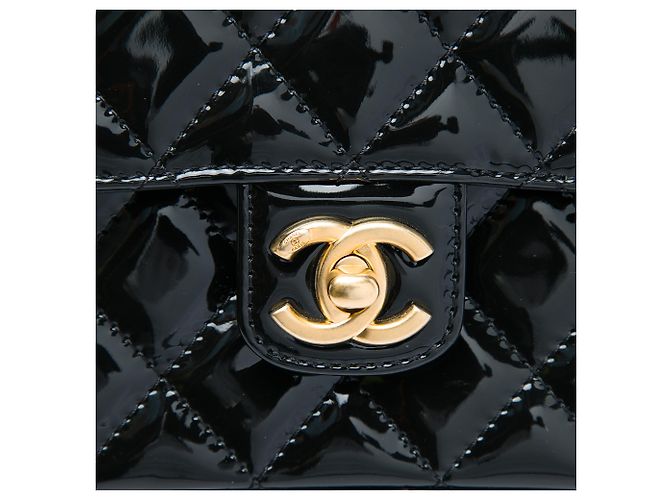 Chanel Black Mini Square Quilted Patent Single Flap Negro - vista 5