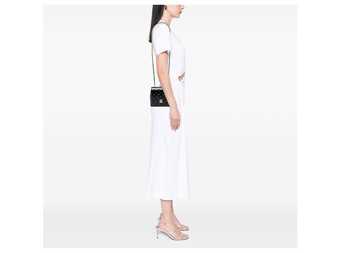Chanel Black Mini Square Quilted Patent Single Flap Negro - vista 6