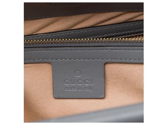 Bamboo Bolsa Satchel Gucci Nymphaea Small em couro de bezerro cinza com Bambu e Web Marrom - vista 5