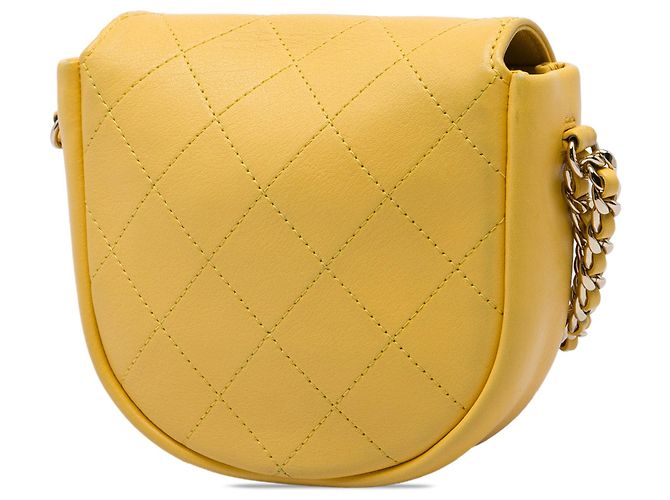 Chanel Yellow Stitched Goatskin Casual Trip Flap Giallo - vista 2