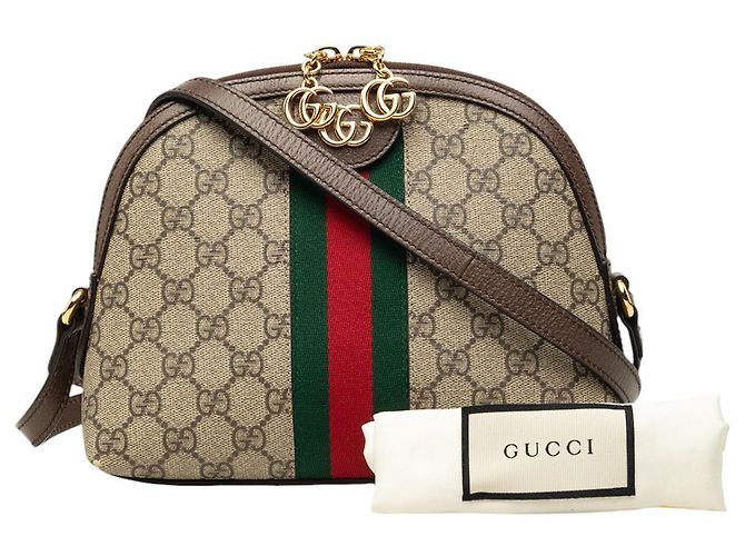 Gucci Beige Small GG Supreme Web Ophidia Dome Crossbody - vista 7