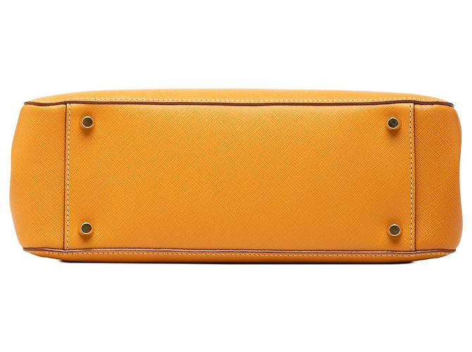 Prada Yellow Mini Saffiano Lux Galleria Double Zip Amarillo Mostaza - vista 3
