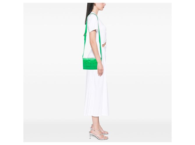 Bottega Veneta Borsa a tracolla Cassette in nappa Intrecciato verde - vista 7