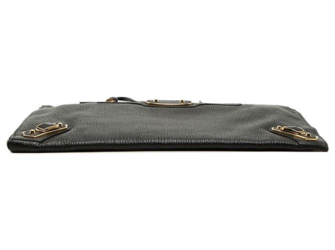 Clutch Balenciaga Black Medium Goatskin Motocross Classic Metallic Edge Nero - vista 3