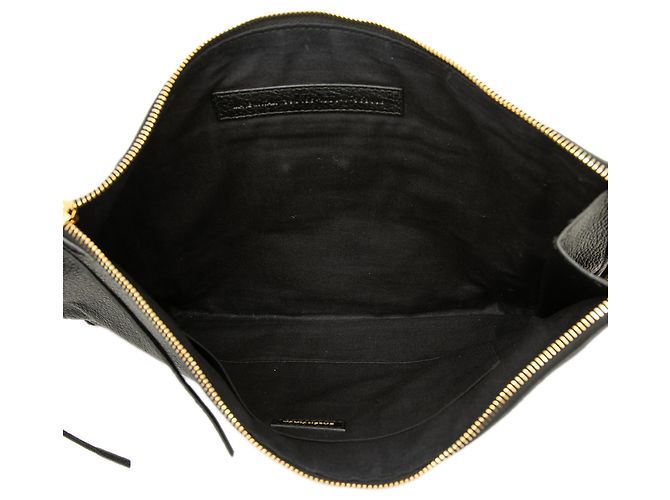 Clutch Balenciaga Black Medium Goatskin Motocross Classic Metallic Edge Nero - vista 4