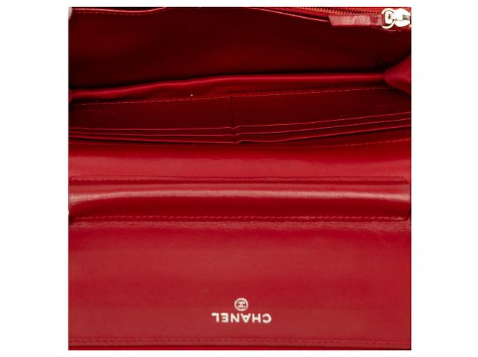 Portafoglio Chanel Red CC Embossed Lambskin Camellia Wallet On Chain Rosso - vista 4