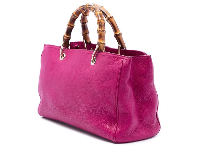 Borsa Gucci Pink Medium Calfskin Bamboo Shopper Satchel Rosa - vista 2