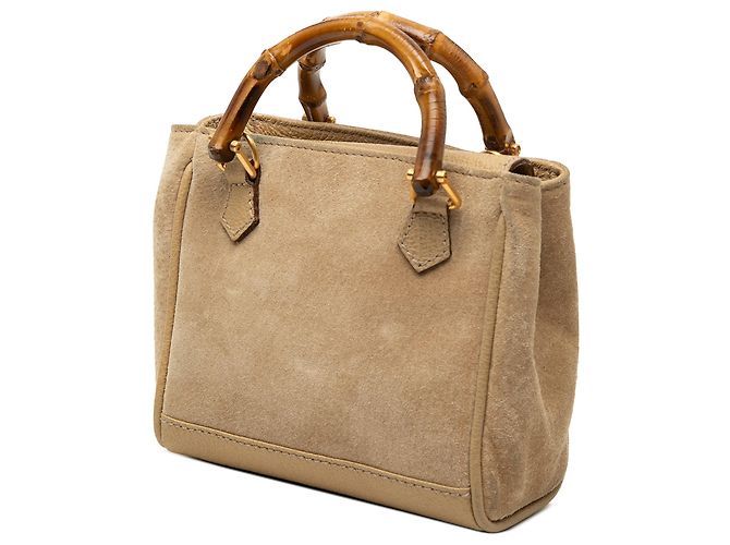 Bamboo Bolso Satchel Mini de Gamuza Marrón con Bambú Gucci Castaño - vista 2