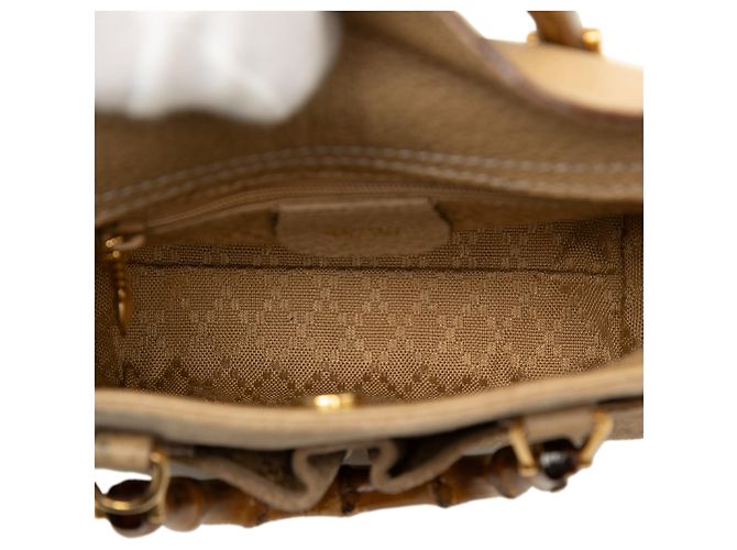 Bamboo Bolso Satchel Mini de Gamuza Marrón con Bambú Gucci Castaño - vista 4