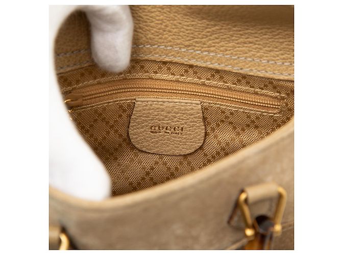 Bamboo Bolso Satchel Mini de Gamuza Marrón con Bambú Gucci Castaño - vista 5