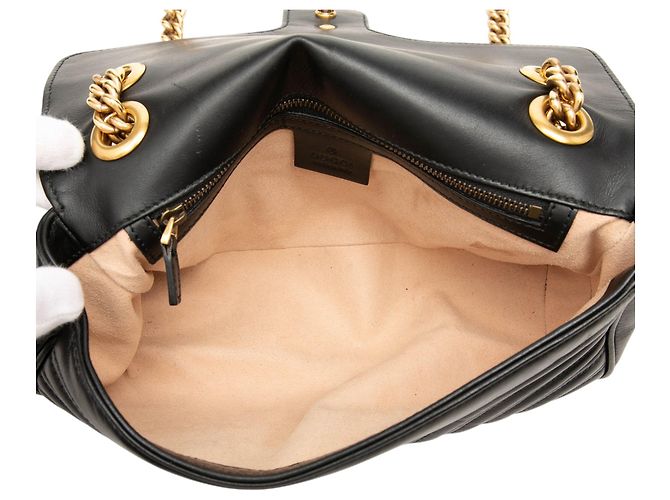 Borsa a tracolla Gucci GG Marmont Matelassé in pelle di vitello nera Medium Nero - vista 4