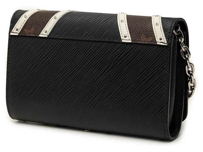 Louis Vuitton Black Epi Monogram Studded Twist Wallet on Chain Nero - vista 2