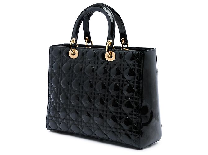 Autre Marque Dior Black Large Patent Cannage Lady Dior Nero - vista 2