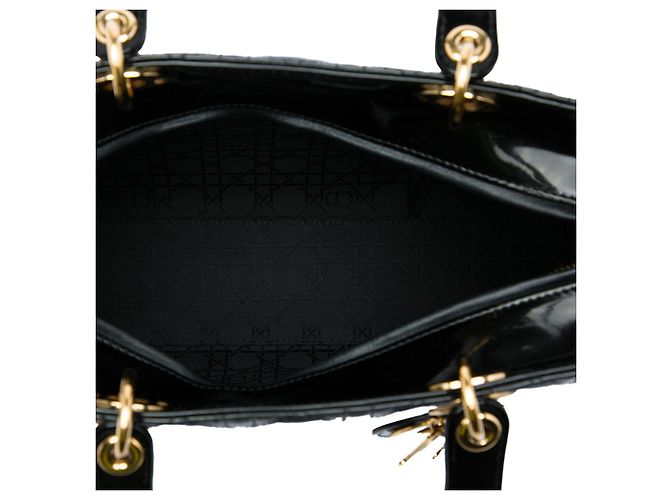 Autre Marque Dior Black Large Patent Cannage Lady Dior Nero - vista 4