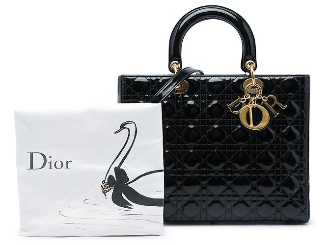 Autre Marque Dior Black Large Patent Cannage Lady Dior Nero - vista 6