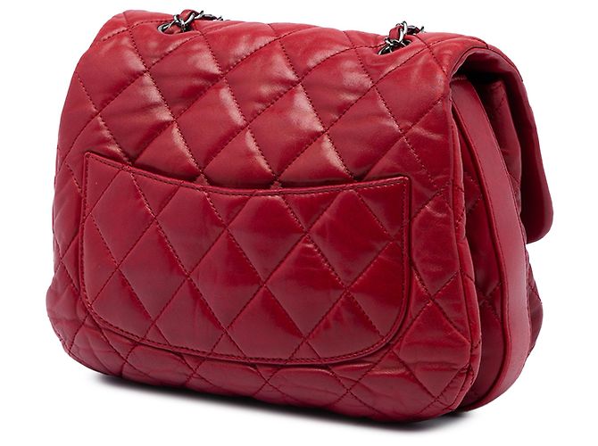 Chanel Red Medium Quilted Lambskin 3 Accordion Flap Rosso - vista 2