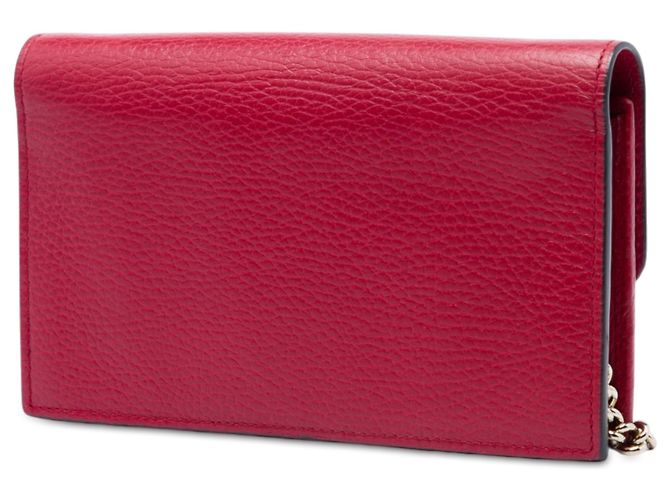 Gucci Carteira com corrente Interlocking G em couro de bezerro vermelho - vista 2