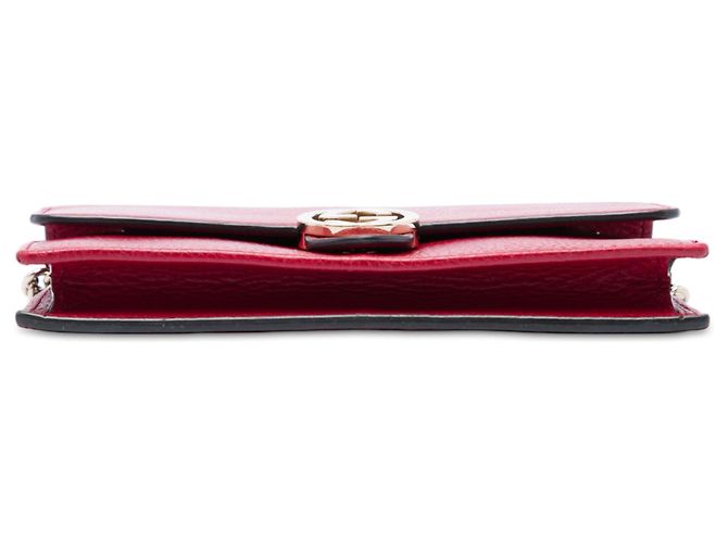 Gucci Carteira com corrente Interlocking G em couro de bezerro vermelho - vista 3