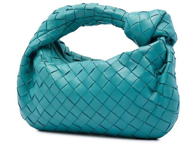 Bottega Veneta Mini Jodie in Nappa Intrecciato Blu Turchese - vista 2