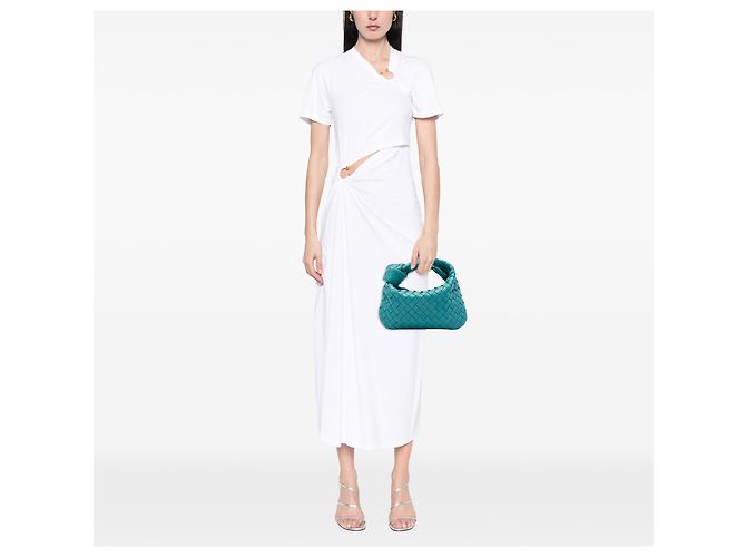 Bottega Veneta Mini Jodie in Nappa Intrecciato Blu Turchese - vista 5
