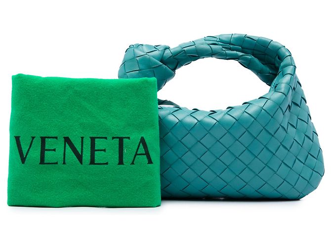 Bottega Veneta Mini Jodie in Nappa Intrecciato Blu Turchese - vista 6