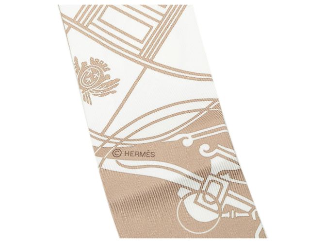 Lenço Twilly Hermès Brown Ex Libris em seda Marrom - vista 3
