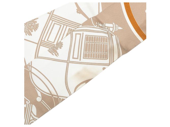 Lenço Twilly Hermès Brown Ex Libris em seda Marrom - vista 4