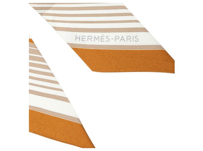 Lenço Twilly Hermès Brown Ex Libris em seda Marrom - vista 5