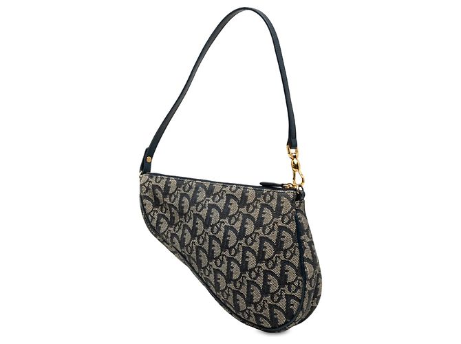 Autre Marque Pochette Saddle Mini Diorissimo in tela blu Dior Blu navy - vista 2
