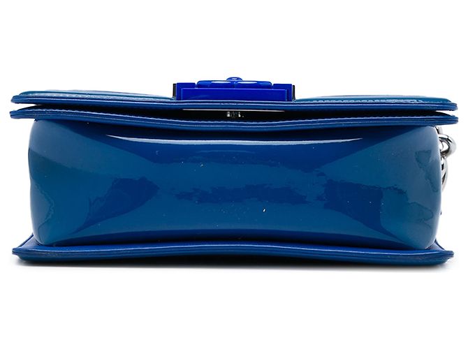 Chanel Blue Small Quilted Patent and Acrylic Boy Flap Blau - Ansicht 3