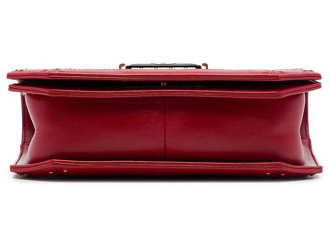 Chanel Red Small Quilted Calfskin Octagon CC Clasp Flap Rosso - vista 3