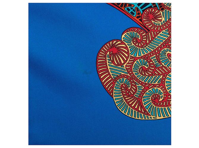 Lenço de seda Hermès Blue Art des Steppes 90 Azul - vista 5