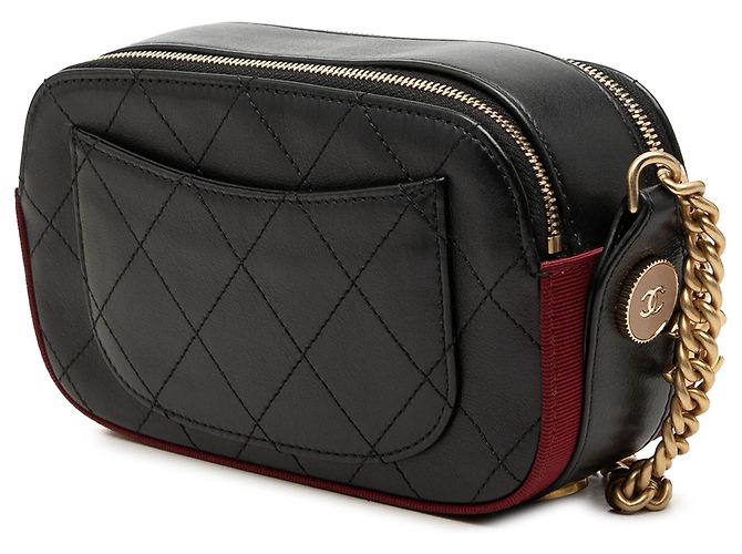 Borsa Camera Chanel in vitello trapuntato nero e grosgrain con bottoni e doppia zip - vista 2