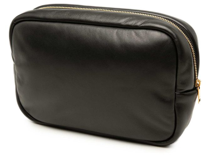 Autre Marque Saint Laurent Calypso Pouch aus gestepptem Lammleder in Schwarz - Ansicht 2