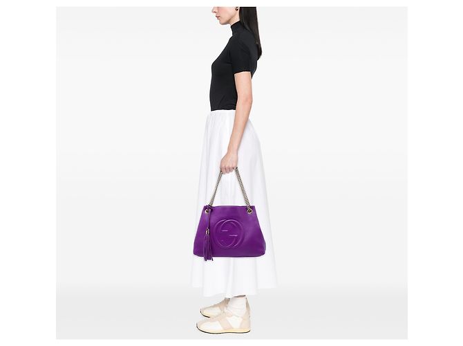 Borsa Tote Soho Chain Gucci in pelle di vitello viola Medium Porpora Viola scuro - vista 5
