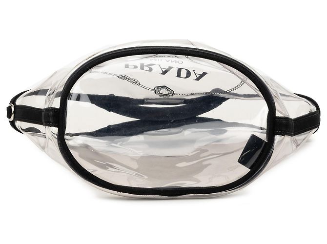 Borsa Tote Prada in PVC Canapa Nero con Logo - vista 3
