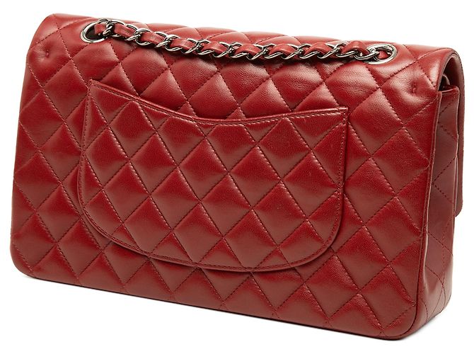 Chanel Red Medium Classic Lambskin Double Flap Rot Bordeaux - Ansicht 2