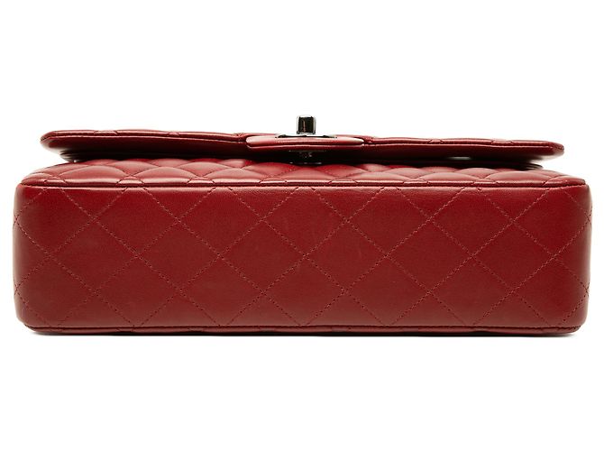 Chanel Red Medium Classic Lambskin Double Flap Rot Bordeaux - Ansicht 3