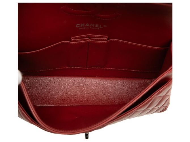 Chanel Red Medium Classic Lambskin Double Flap Rot Bordeaux - Ansicht 4