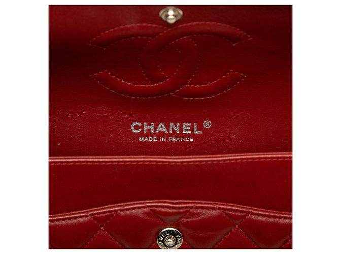 Chanel Red Medium Classic Lambskin Double Flap Rot Bordeaux - Ansicht 5