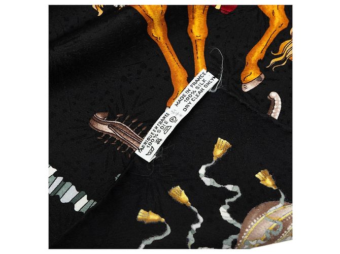Foulard di seta Hermès Black Les Fetes Du Roi Soleil 90 - vista 4