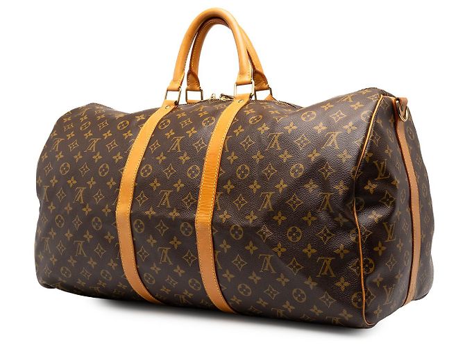 Louis Vuitton Brown Monogram Keepall Bandouliere 55 Castaño - vista 2