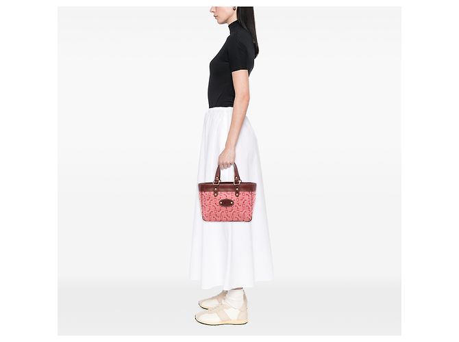 Céline Celine Red C Macadam Canvas Handbag - view 6