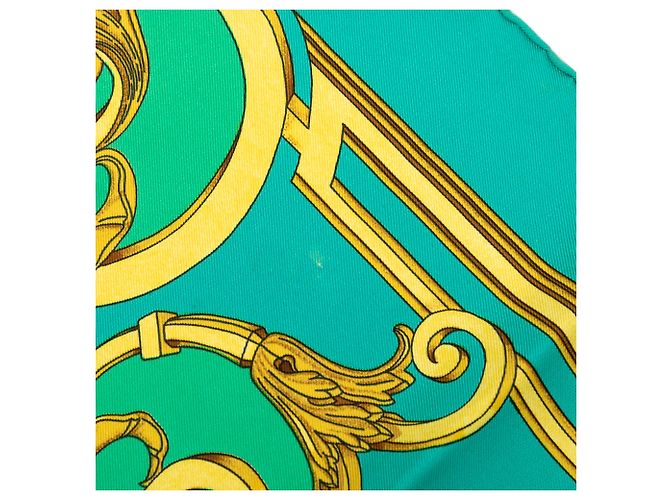 Lenço de seda Hermès Blue Les Tuileries 90 Azul Turquesa - vista 5