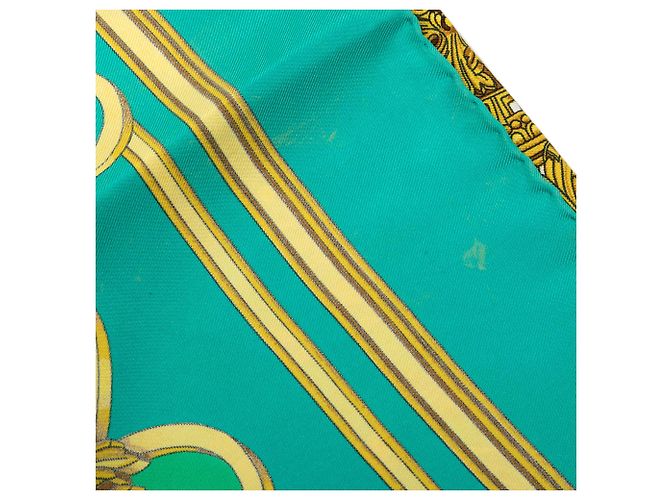 Lenço de seda Hermès Blue Les Tuileries 90 Azul Turquesa - vista 7