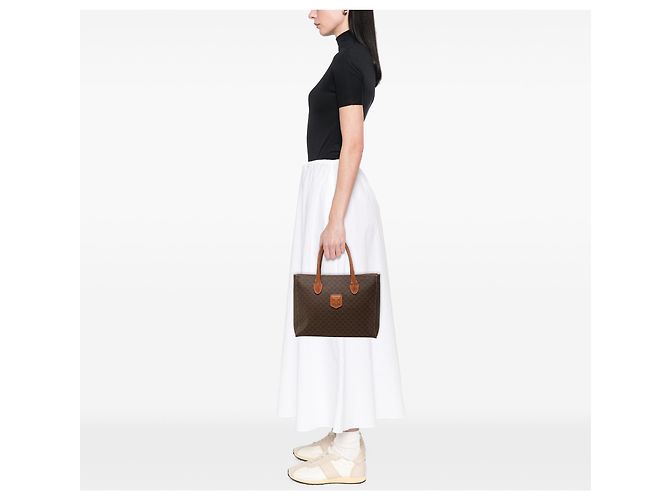 Céline Celine Brown Macadam Coated Canvas Tote - view 6