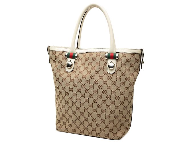 Borsa Tote Gucci Beige GG Canvas Web Match Ball - vista 2
