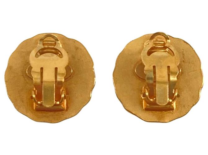 Chanel Gold CC vergoldete Sunburst runde Clip-On Ohrringe Golden - Ansicht 2